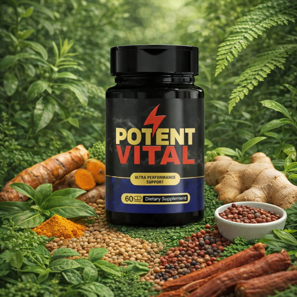 Potent Vital bottle with botanical ingredients